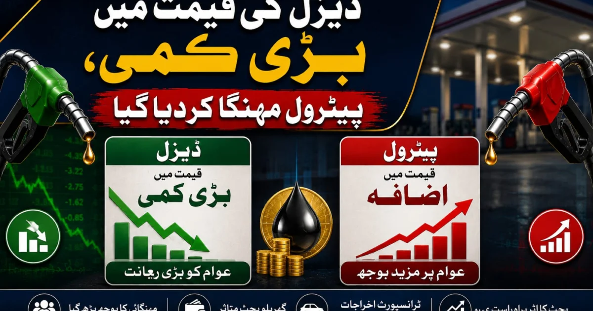 ڈیزل کی قیمت میں بڑی کمی، پیٹرول مہنگا کردیا گیا