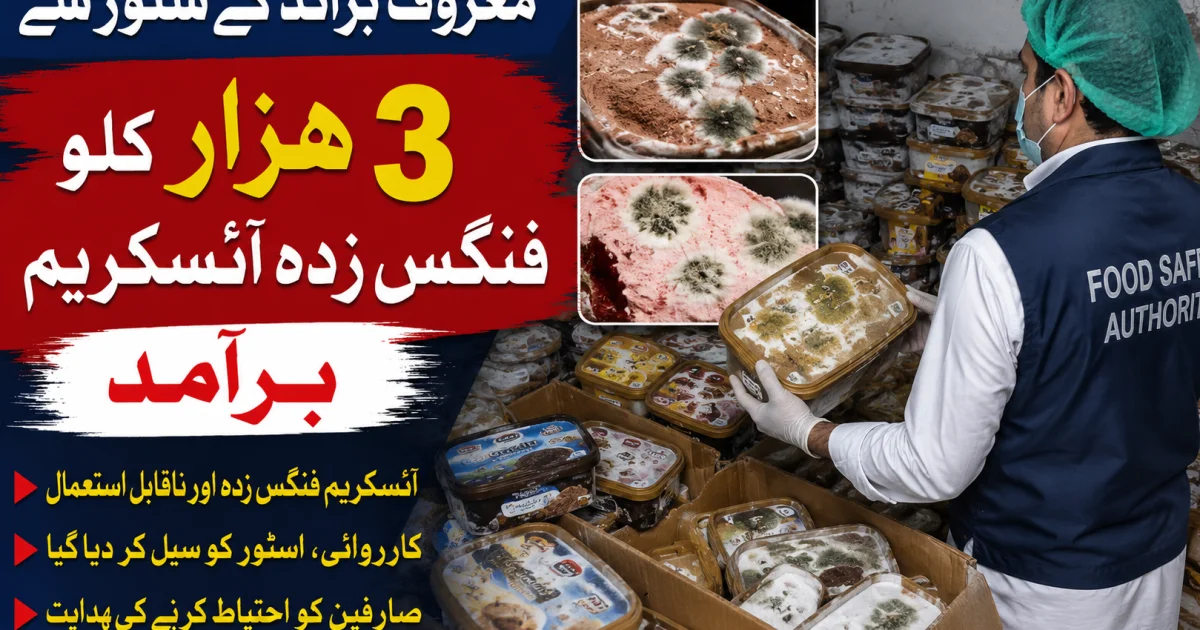 معروف برانڈ کے اسٹور سے 3 ہزار کلو فنگس زدہ آئسکریم برآمد